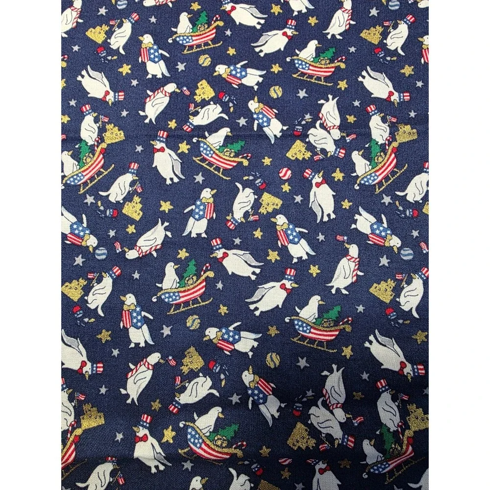 PATRIOTIC SCATTERED PENGUINS MADE FOR JOANN STORES COTTON FABRIC   3/4 YD G7